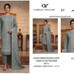Gulzar Yousaf Sage Green Embroidered Lawn 3 Piece Unstitched Suit – Volume 62