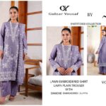 Gulzar Yousaf Lavender Embroidered Lawn 3 Piece Unstitched Suit – Volume 62