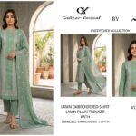 Gulzar Yousaf Mint Green Embroidered Lawn 3 Piece Unstitched Suit – Volume 62