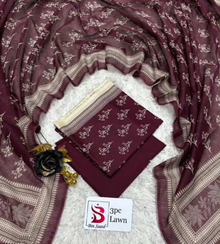 Bin Saeed Elegance Unstitched 3-Pc Lawn Suit