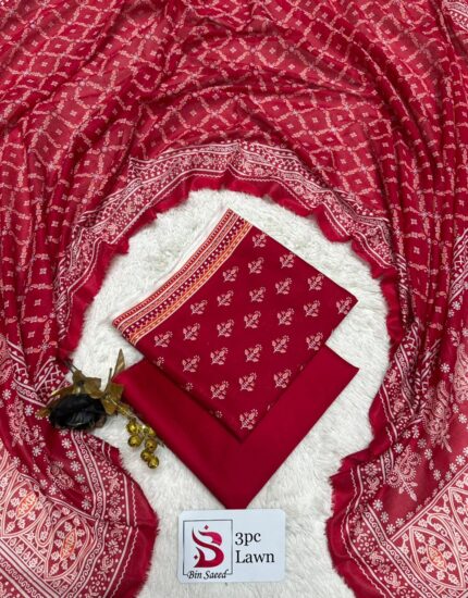 Bin Saeed Elegance Unstitched 3-Pc Lawn Suit