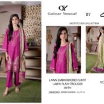 Gulzar Yousaf -Fuchsia Blossom– Embroidered Lawn 3-Piece Suit | Volume 56 D#6