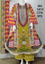 Premium Stitched 3-Piece Embroidered Lawn Suit 9090 - Image 2
