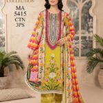 Premium Stitched 3-Piece Embroidered Lawn Suit 9090