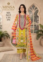Premium Stitched 3-Piece Embroidered Lawn Suit 9090