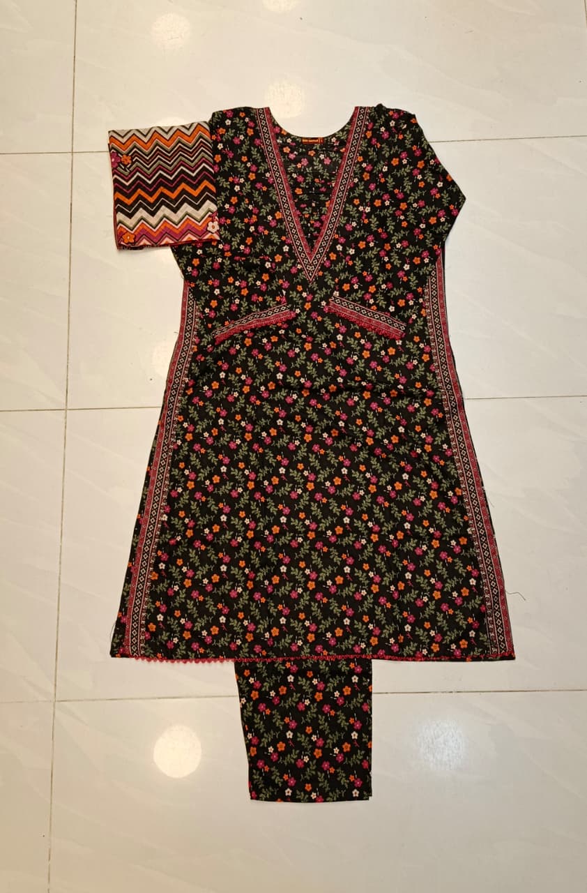 WhatsApp Image 2026-07-05 at 4.49.48 PM Bin Saeed 3PC Stitched Lawn Suit – Maria B Inspired A-Line Style with V-Shape Neck - Image 1