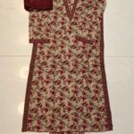 Bin Saeed 3PC Stitched Lawn Suit – Maria B Inspired A-Line Style with V-Shape Neck