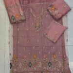 Elegant Embroidered Unstitched 3 Piece Lawn Suit with Hand Embellished Neckline