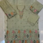 Elegant Embroidered Unstitched 3 Piece Lawn Suit with Hand Embellished Neckline