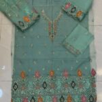 Elegant Embroidered Unstitched 3 Piece Lawn Suit with Hand Embellished Neckline