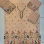 Elegant Embroidered Unstitched 3 Piece Lawn Suit with Hand Embellished Neckline