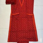 Bin Saeed 3PC Stitched Lawn Suit – Maria B Inspired A-Line Style with V-Shape Neck 4