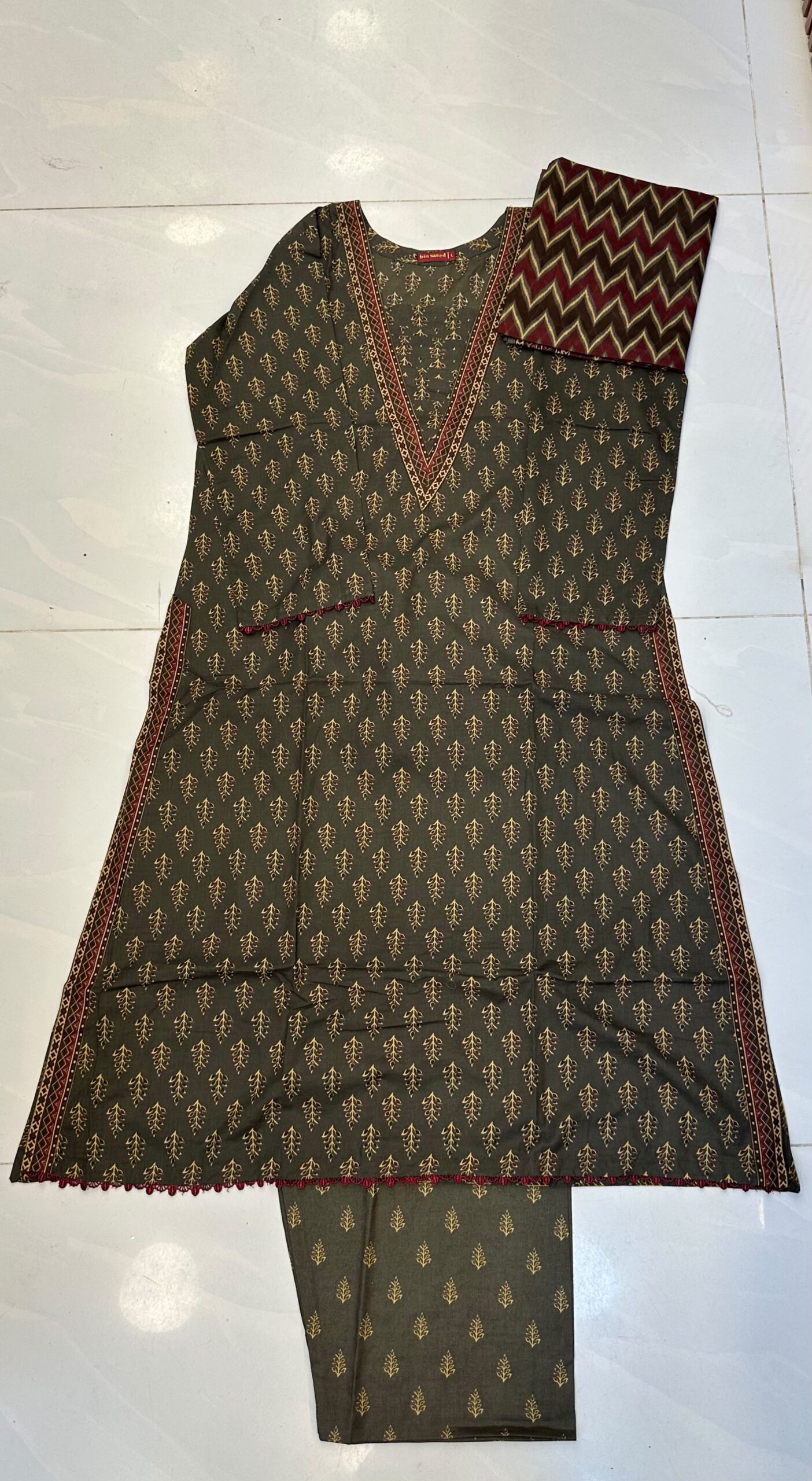 WhatsApp Image 2026-07-09 at 4.01.14 PM Bin Saeed 3PC Stitched Lawn Suit – Maria B Inspired A-Line Style with V-Shape Neck 2 - Image 1