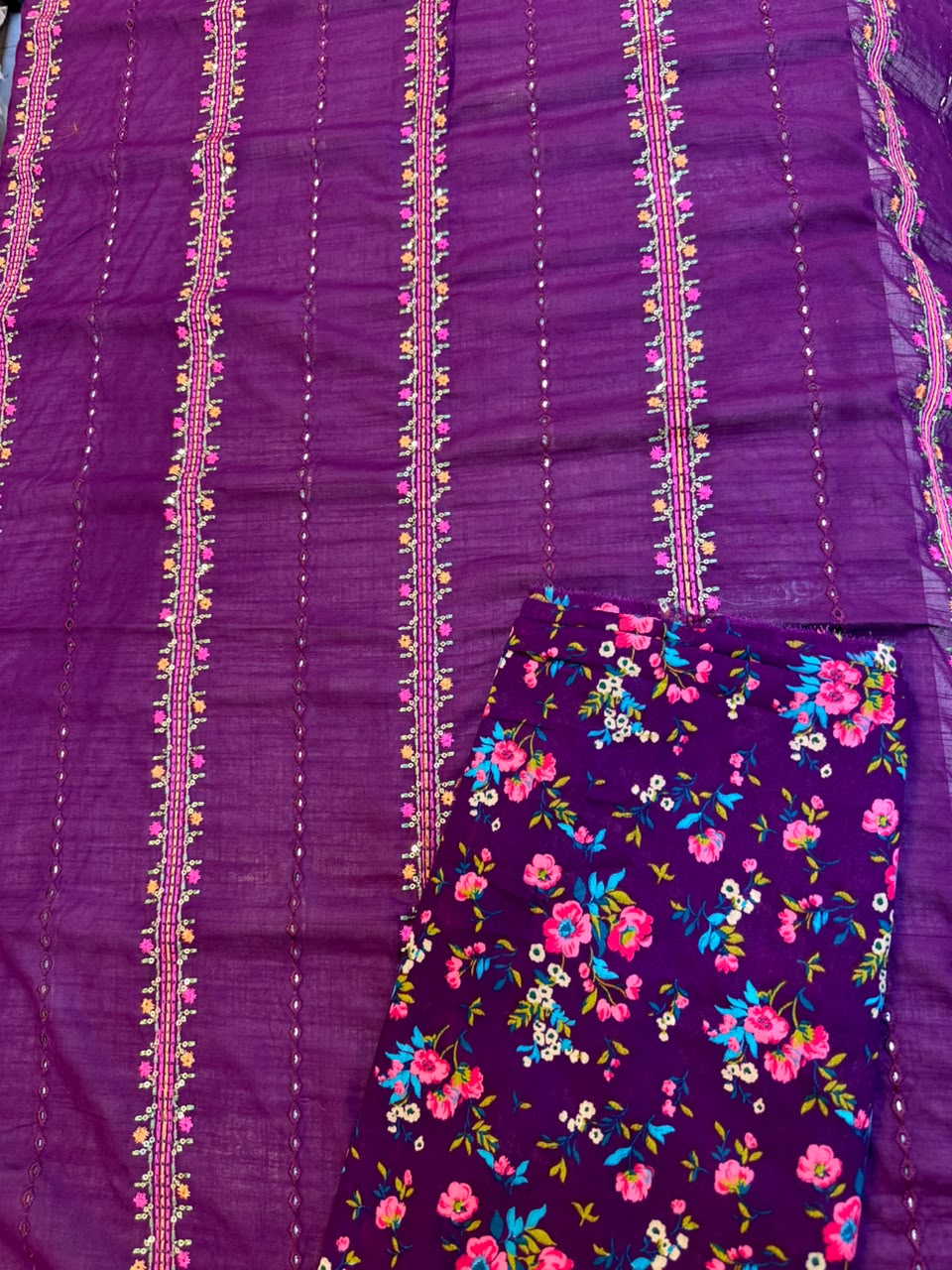 WhatsApp Image 2026-08-06 at 6.11.31 PM Piece Embroidered Lawn Suit with Printed Trouser - Image 1