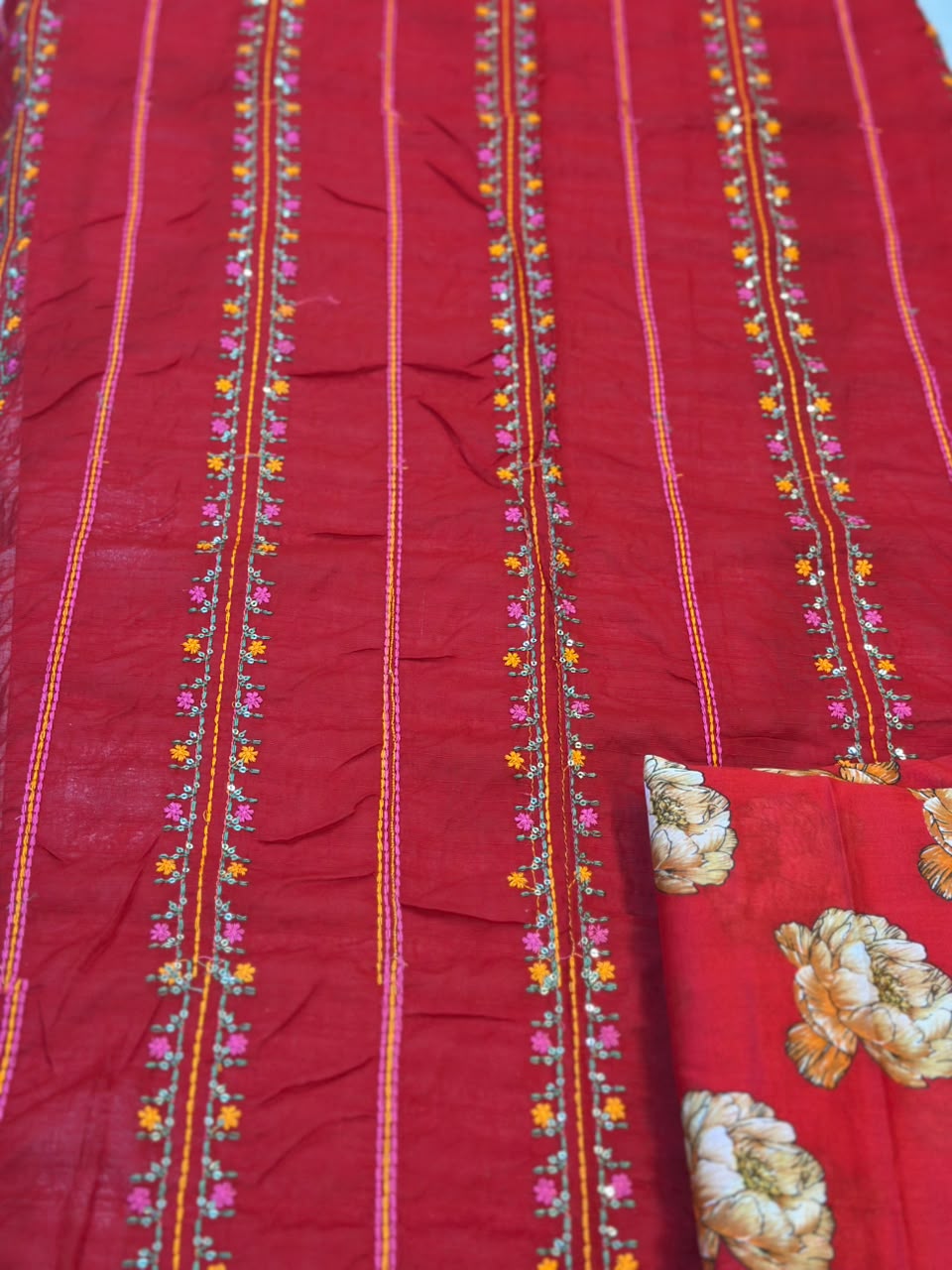WhatsApp Image 2026-08-06 at 6.11.32 PM Piece Embroidered Lawn Suit with Printed Trouser - Image 1