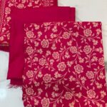 Elegant Floral & Geometric Printed 3-Piece Suit Fabric Set
