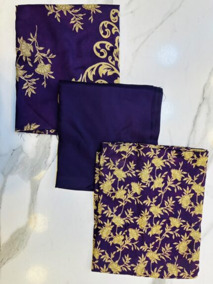 Printed 3-Piece Unstitched Suit with Plain Trouser