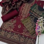 Premium Printed Wool 3-Piece Unstitched Suit Collection – Traditional Paisley & Floral Border Design