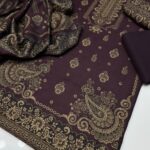 Premium Printed Wool 3-Piece Unstitched Suit Collection – Traditional Paisley & Floral Border Design