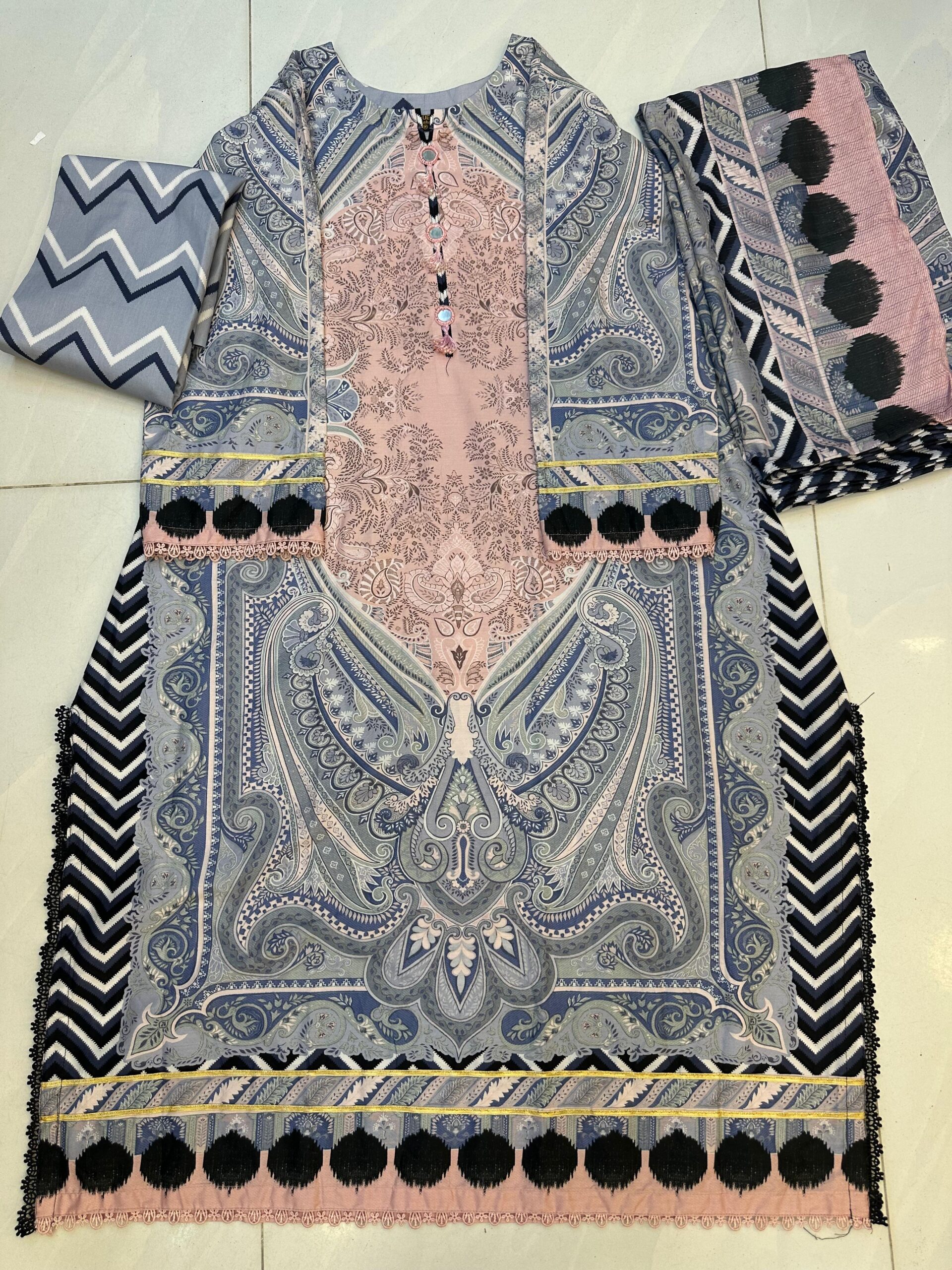 WhatsApp Image 2026-09-13 at 20.53.38 Stitched 3-Piece Printed Kaftan Suit - Image 1