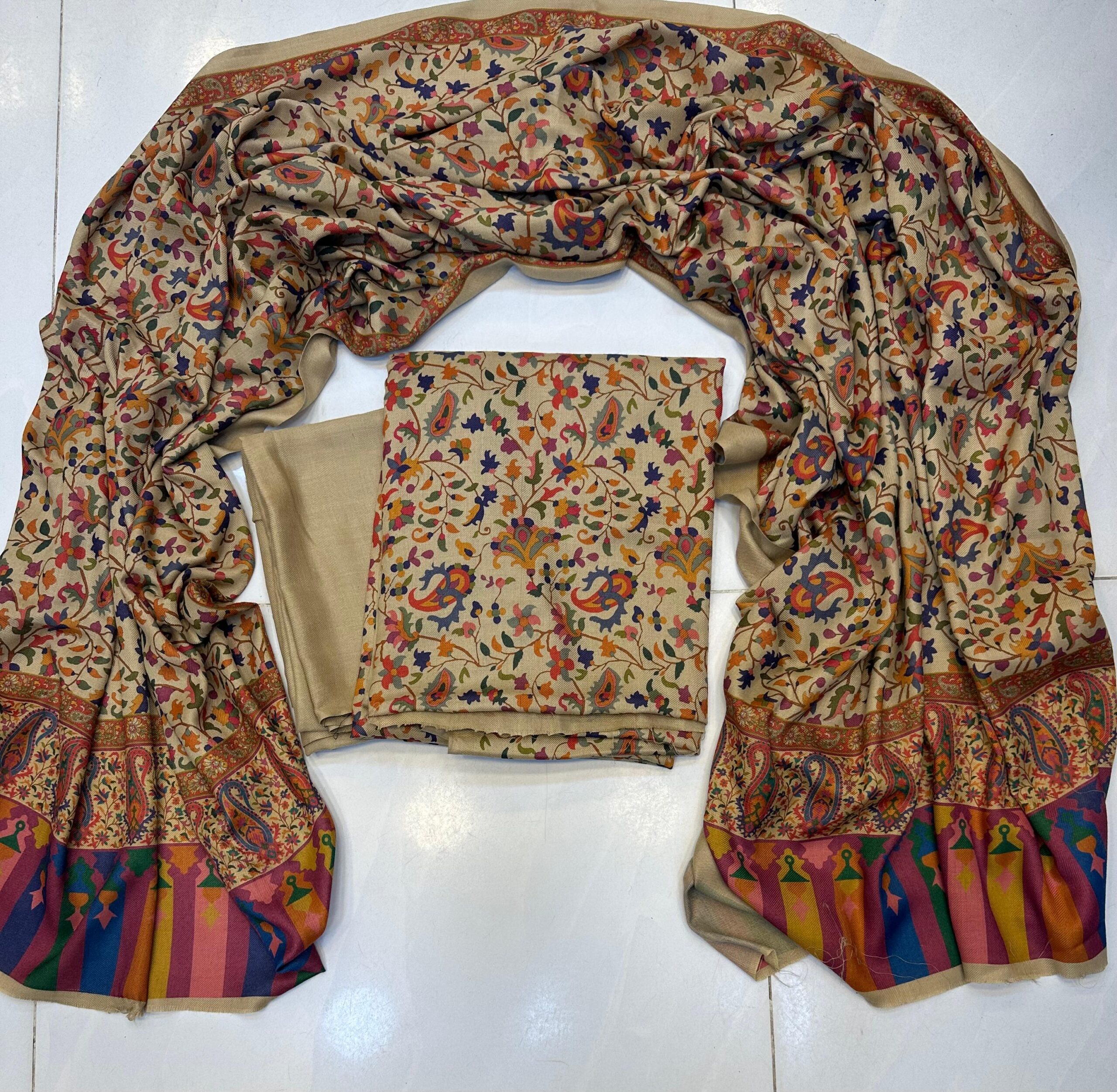 WhatsApp Image 2026-09-17 at 11.56.46 AM Premium Beige Pashmina Wool Printed 3-Piece Unstitched Suit with Matching Shawl - Image 1