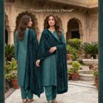 Premium Printed Marina 3-Piece Unstitched Suit with Fancy Velvet Palachi Shawl