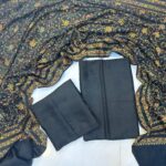 Elegant 3-Piece Kacha Tanka Embroidered Unstitched Suit with Patterned Shawl