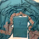 Elegant 3-Piece Kacha Tanka Embroidered Unstitched Suit with Patterned Shawl