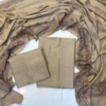 Elegant 3-Piece Kacha Tanka Embroidered Unstitched Suit with Patterned Shawl