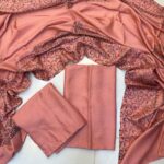 Elegant 3-Piece Kacha Tanka Embroidered Unstitched Suit with Patterned Shawl