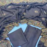 Elegant 3-Piece Kacha Tanka Embroidered Unstitched Suit with Patterned Shawl