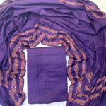 Elegant 3-Piece Kacha Tanka Embroidered Unstitched Suit with Patterned Shawl