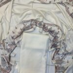 Elegant 3-Piece Kacha Tanka Embroidered Unstitched Suit with Patterned Shawl
