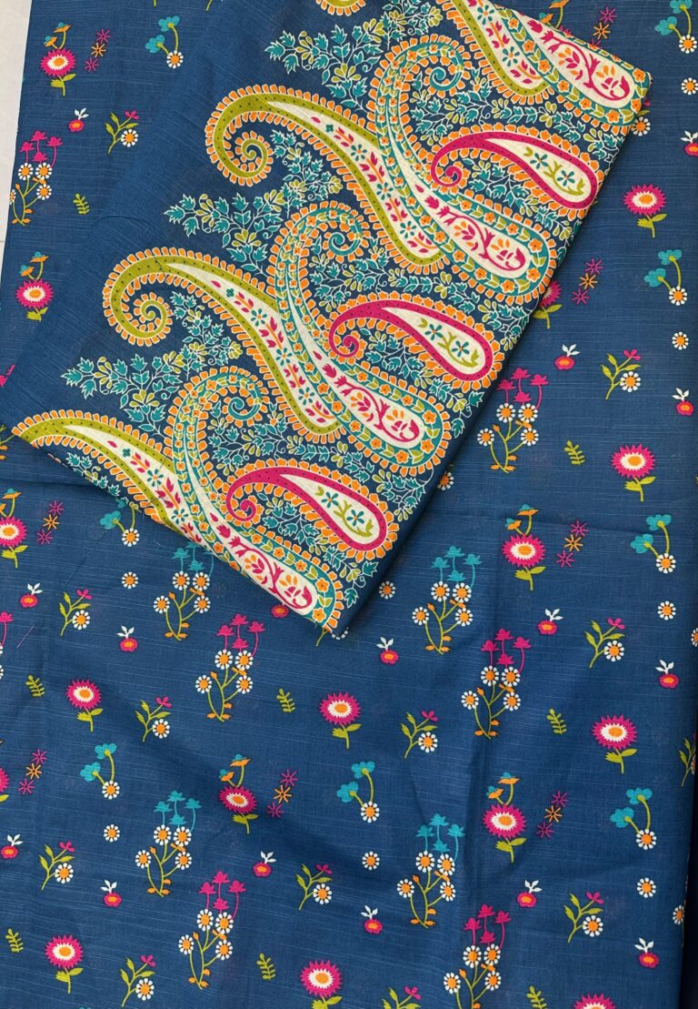 Printed Khaddar 2-Piece Suit with Beautiful All-Over Print, Shirt Fabric and Trouser Fabric.