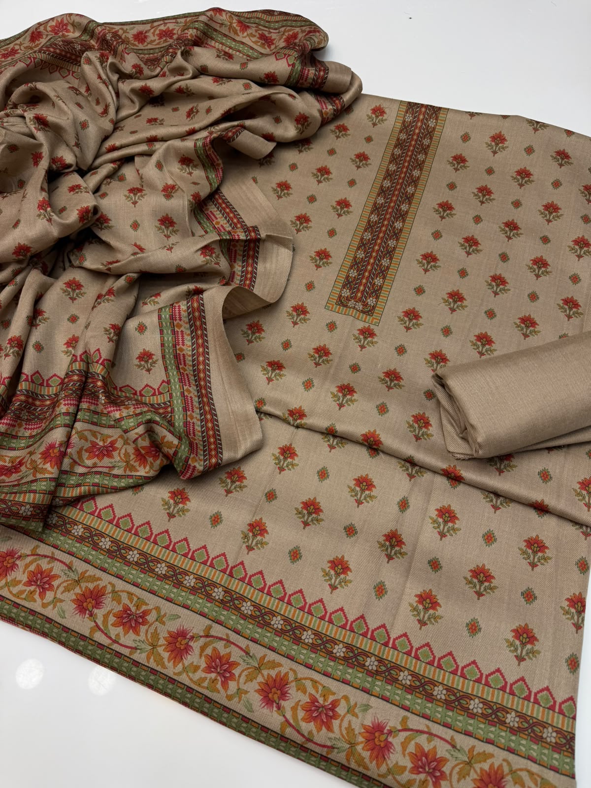 WhatsApp Image 2026-10-15 at 3.18.15 PM Khani Print wool Unstitched 3 Piece Ladies Suit - Image 1