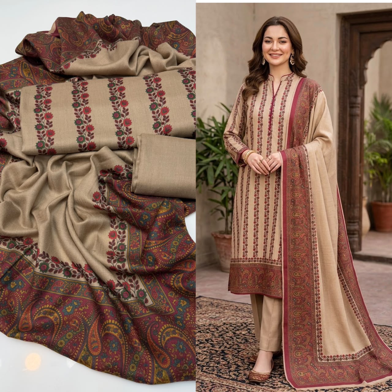 WhatsApp Image 2026-10-15 at 3.18.17 PM Khani Print wool Unstitched 3 Piece Ladies Suit - Image 1