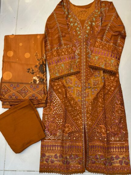 Elegant Stitched 3-Piece Heavy Embroidered Khaddar Suit